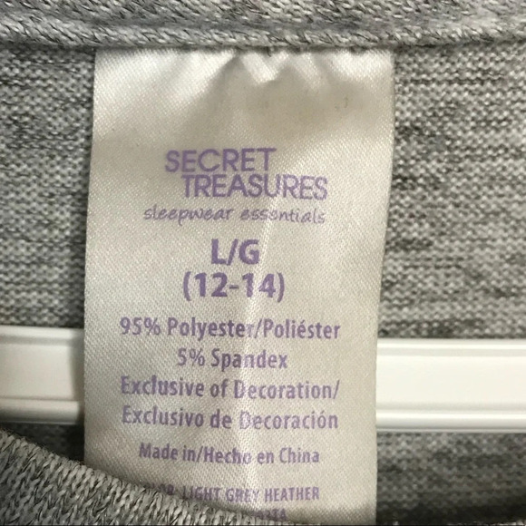 Secret treasure gray Yawn graphic sweats pyjama  top Sz L - Picture 5 of 6